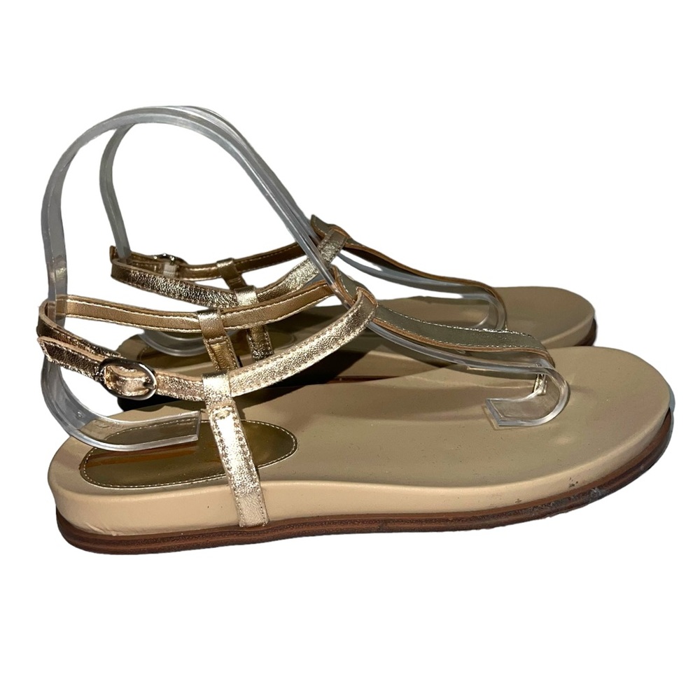 Sam Edelman Womens Naomi Gold Leather Thong Sandals Flat Size 7.5